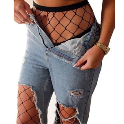 Womens Sexy Black Pantyhose, Hollow Fishnet High Waist Stockings Tights